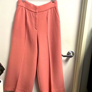Escada 40 Wide Leg Crop Pants Peach Color Hook/Loop Zip Closure Capris